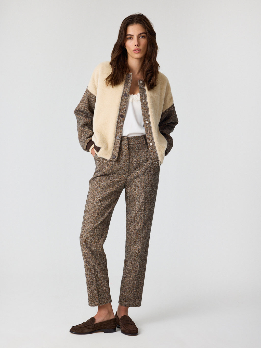 ORINA TAKIM - Tüylü bomber ceket ön detay