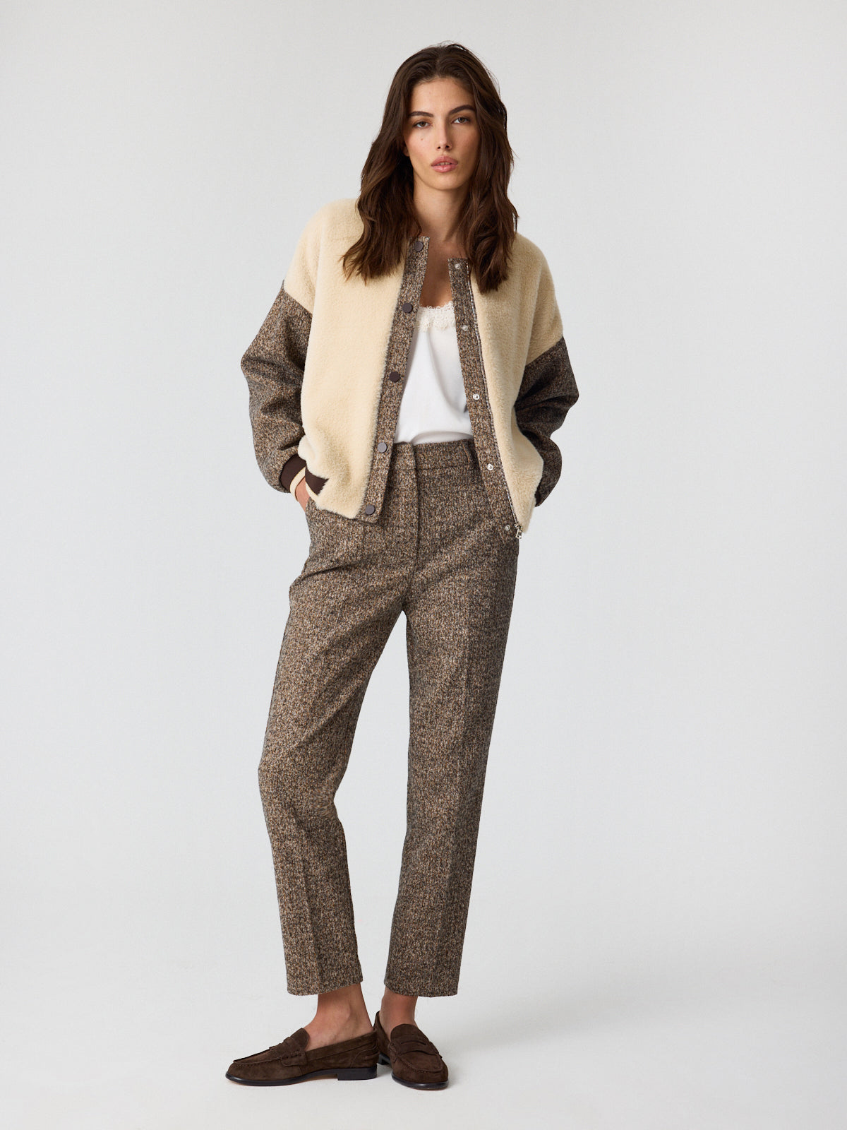 ORINA TAKIM - Tüylü bomber ceket ön detay