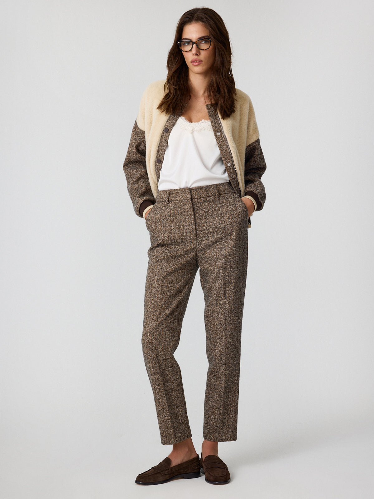 ORINA TAKIM - Bomber tarzı tüylü ceket takım tam görünüm, CHILIA DESIGN